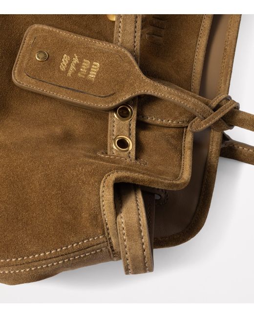Miu Miu Brown Suede Aventure Top-Handle Bag