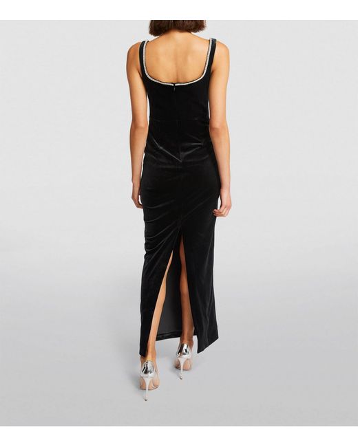 self-portrait☆Black Velvet Embellished Maxi ドレス【UK発】 Self-Portrait Velvet Embellished Maxi Dress in Black | Lyst UK