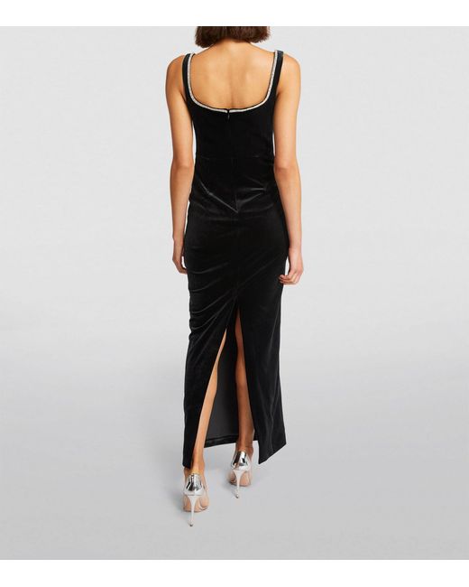 Self-Portrait Black Velvet Embellished Maxi Dress