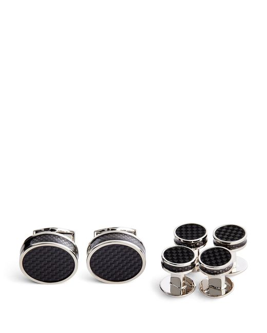 Tateossian Black Disc Cufflink Set for men