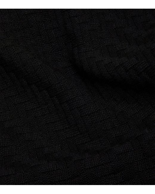 Emporio Armani Black Cotton Textured Sweater for men