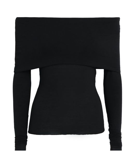 Skims Black Sheer Modal Off-The-Shoulder Top