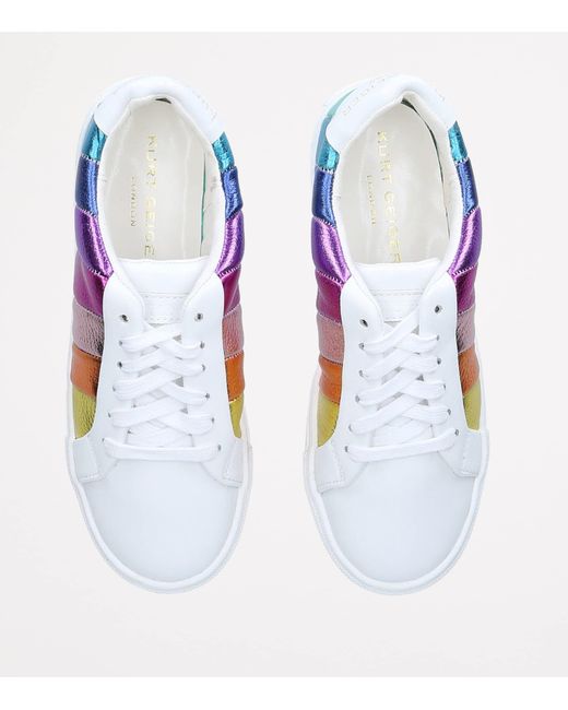 Kurt Geiger Purple Leather Lane Stripe Sneakers