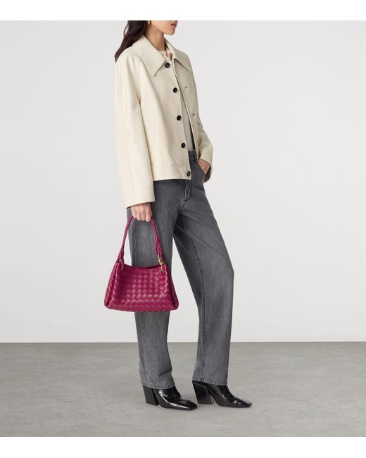 Bottega Veneta Purple Leather Parachute Shoulder Bag