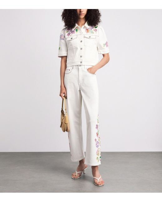 Cinq À Sept White Jardin Boheme Carley Denim Jacket