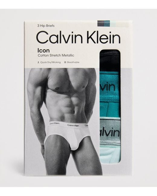 Calvin Klein Green Stretch-Cotton Icon Star Hip Briefs for men