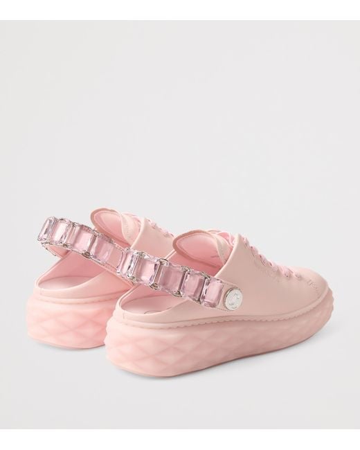 Jimmy Choo Pink Diamond Maxi Leather Slingback Sneakers