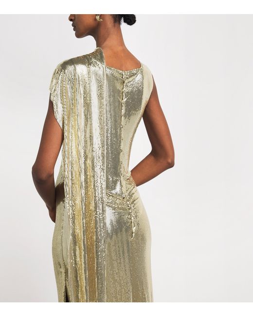 Rabanne Metallic Chainmail Cape-Detail Gown