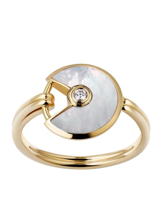 Cartier Metallic Extra Small Yellow Gold And Mother-of-pearl Amulette De Ring