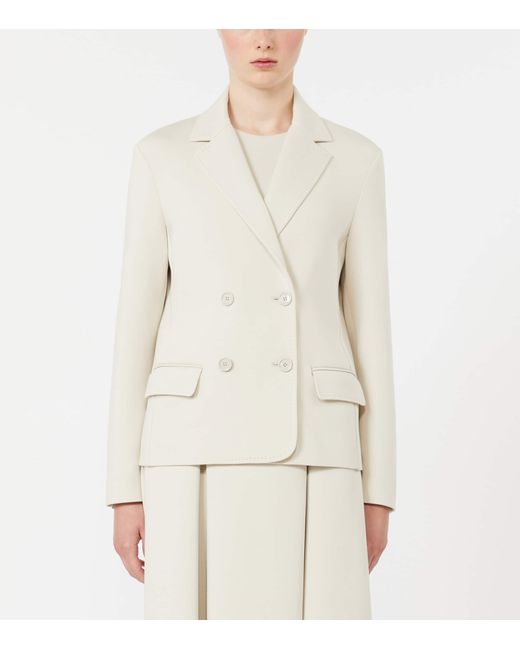 Max Mara White Cotton-Blend Jersey Blazer
