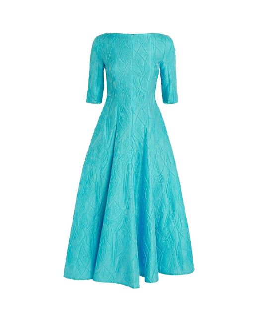 Talbot Runhof Blue Jacquard Bogna Midi Dress