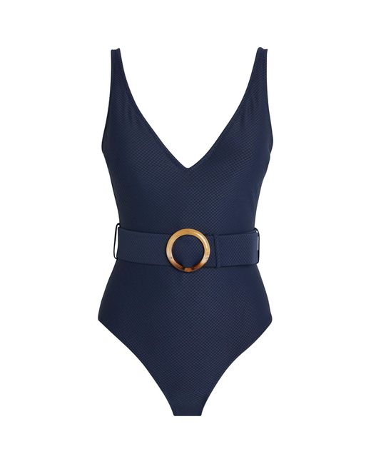 Heidi Klein Blue Porto Cervo Belted Swimsuit