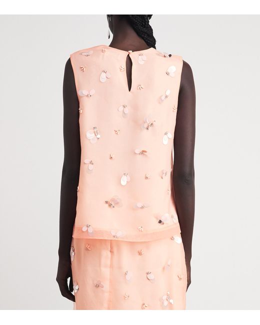 Jonathan Simkhai Pink Embellished Organza Celia Top