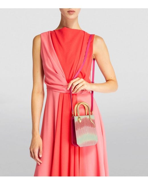 BVLGARI Pink Galuchat Leather Serpentine Cross-Body Bag