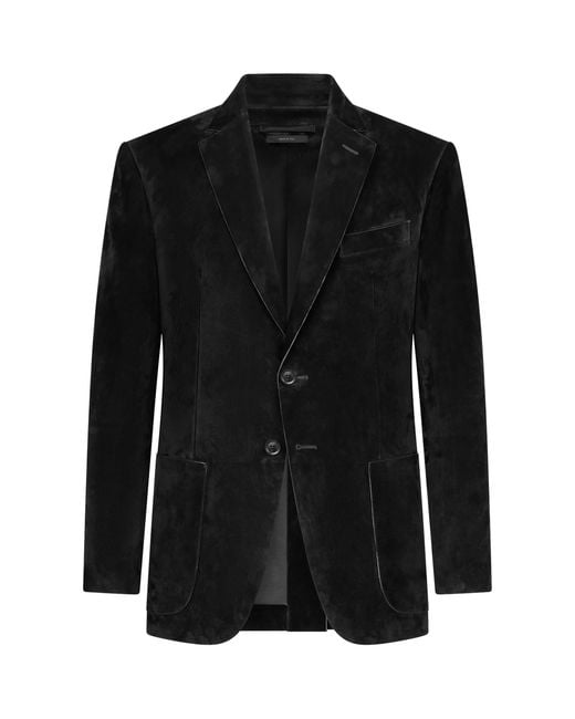 Tom Ford Black Suede Single-Breasted Blazer for men