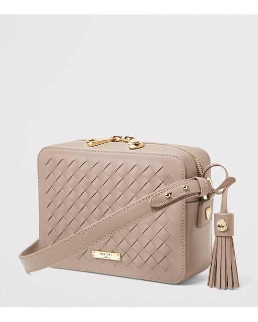 Aspinal Brown Leather Camera Cross-Body Bag