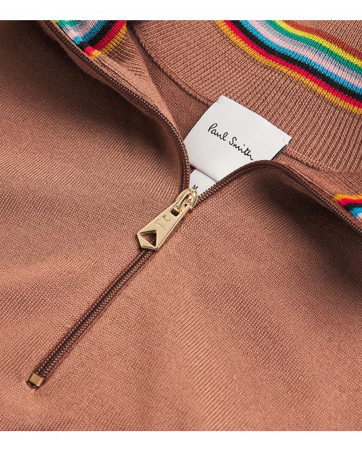 Paul Smith Brown Merino Wool Quarter-Zip Sweater for men