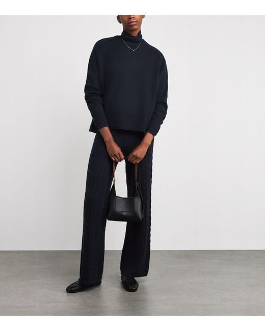 Soft Goat Blue Cashmere Cable-Knit Sweatpants
