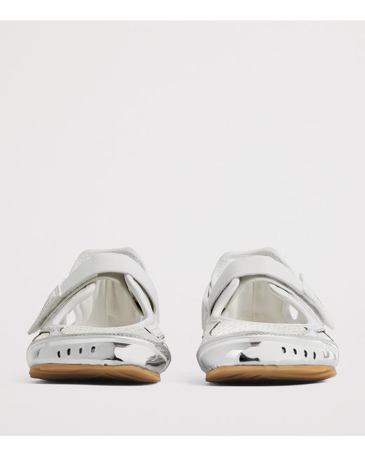 Bottega Veneta White Fabric And Faux Leather Mary Jane Sneakers