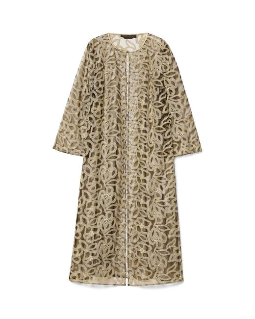 Marina Rinaldi Natural Tulle Embroidered Long Cardigan