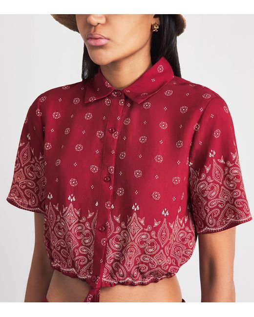 Devon Windsor Red Bandana Print Cropped Rosie Shirt