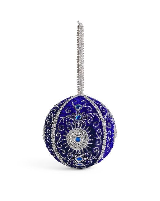 Harrods Blue Velvet Beaded Bauble