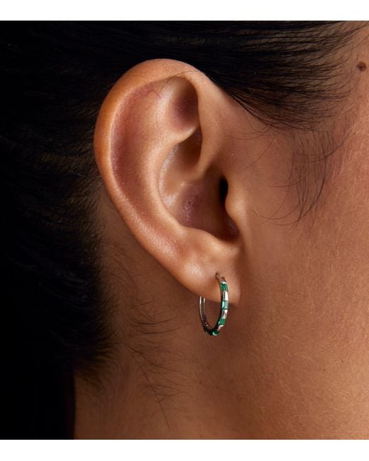 Astrid & Miyu Green And Emerald Baguette Hoop Earrings