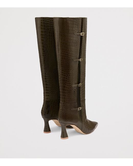 Malone Souliers Green Croc-Embossed Leather Nolan Knee-High Boots 70