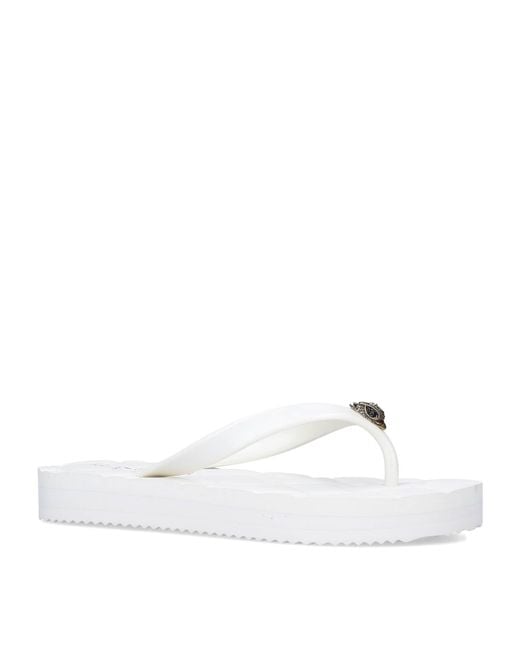 Kurt Geiger White Ladies Kensington Q Two-post Rubber Flip Flops, Size: