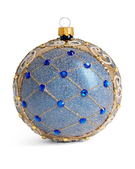 Harrods Blue Glitter And Bead-Embellished Bauble