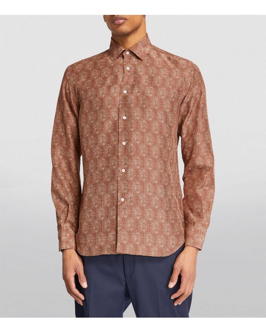 Corneliani Brown Silk Long-sleeve Shirt for men