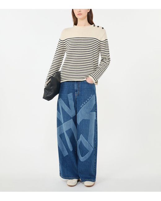 Weekend by Maxmara Black Cotton-Blend Stripe Sweater