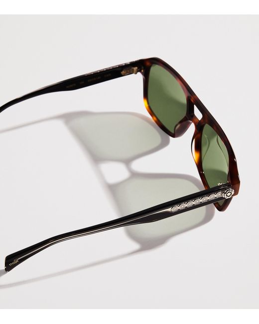 Maje Green Acetate Square Aviator Sunglasses