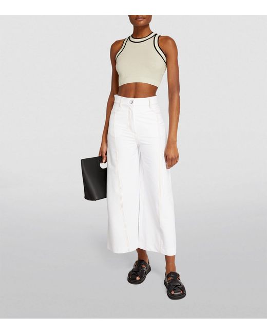 Max Mara Natural Knitted Contrast Crop Top