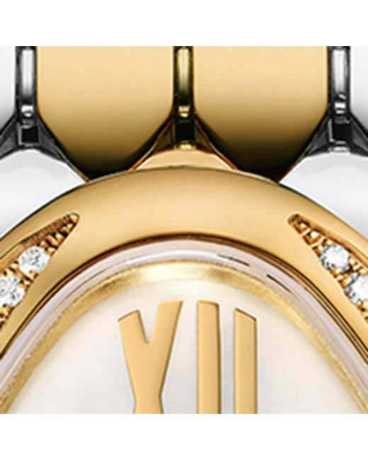 BVLGARI Metallic Yellow Gold, Stainless Steel And Diamond Serpenti Seduttori Watch 33mm
