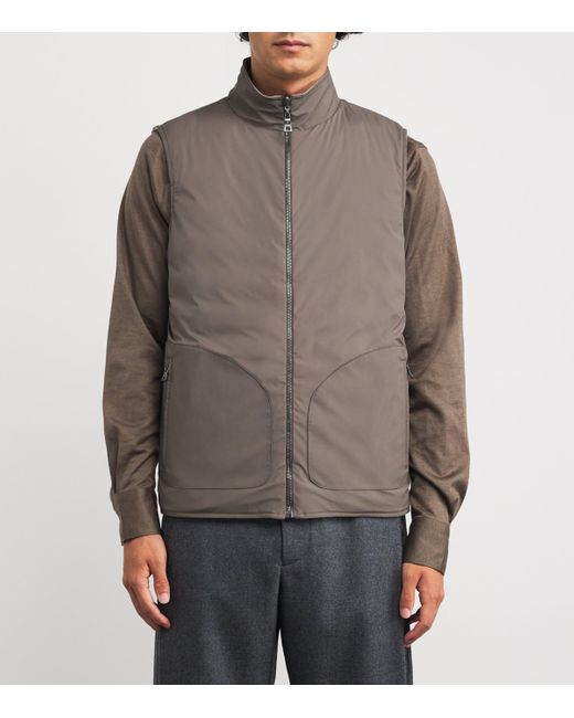 FIORONI CASHMERE Brown Cashmere-Down Reversible Gilet for men