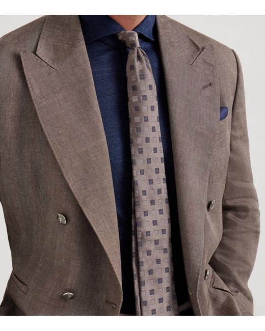 Brunello Cucinelli Brown Silk Jacquard Tie for men