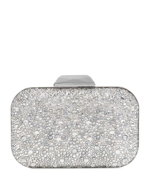 Jimmy Choo Gray Crystal-Embellished Cloud Clutch Bag
