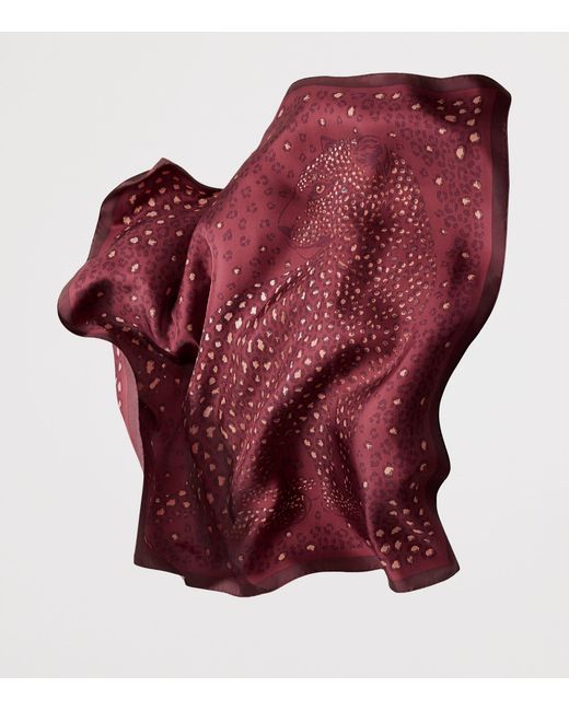 Cartier Red Silk Panthère Dots Scarf