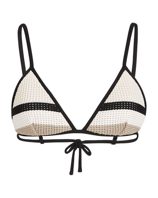 Brunello Cucinelli Natural Cotton Stripe Bikini Top
