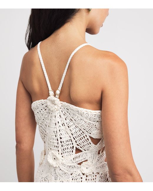 Cult Gaia Natural Linen Embroidered Fira Mini Dress