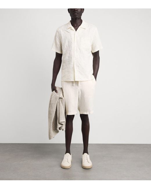Vince White Linen Drawstring Shorts for men
