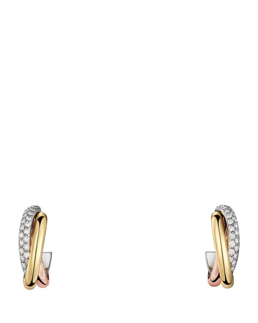 Cartier Metallic Rose And Diamond Trinity Earrings