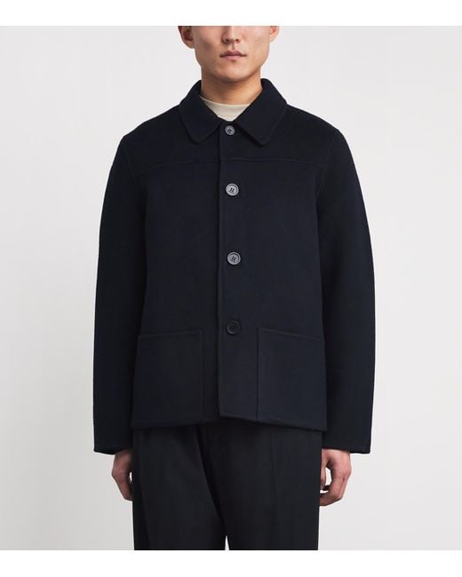 Sandro Blue Double-Face Wool Worker Jacket for men