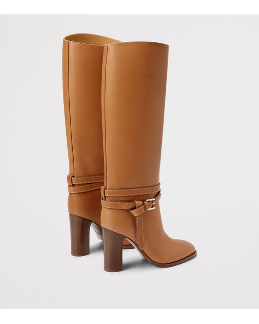 Ralph Lauren Brown Leather Donnely Knee-High Boots 90