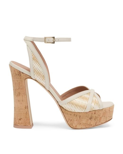 Malone Souliers Metallic Raffia Sylvie Platform Sandals 125