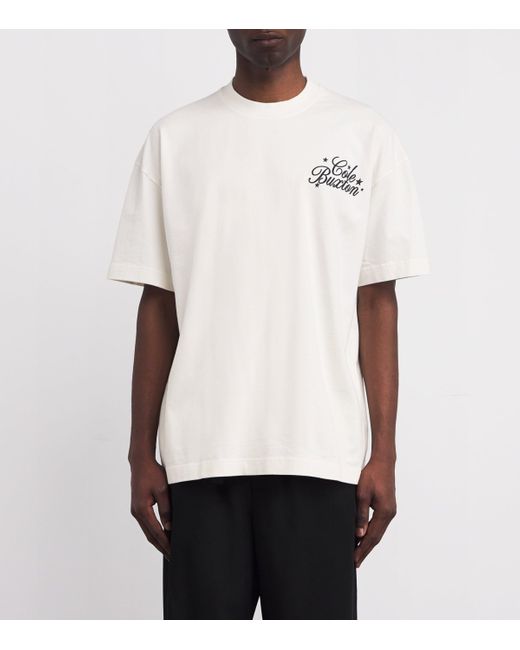 Cole Buxton White Cotton Stars Serif Print T-Shirt for men