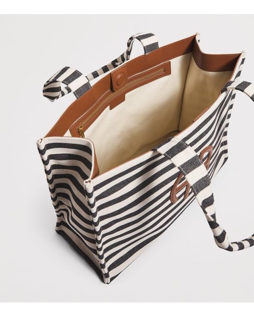Anine Bing White Stripe Logo Lara Tote Bag