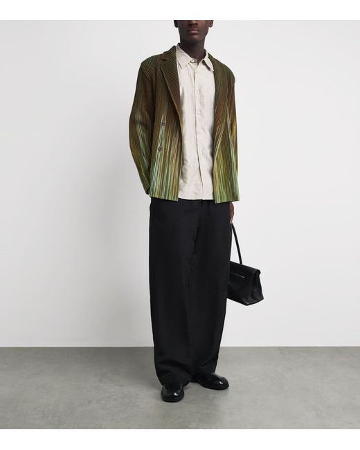 Homme Plissé Issey Miyake Green Pleated Blazer for men