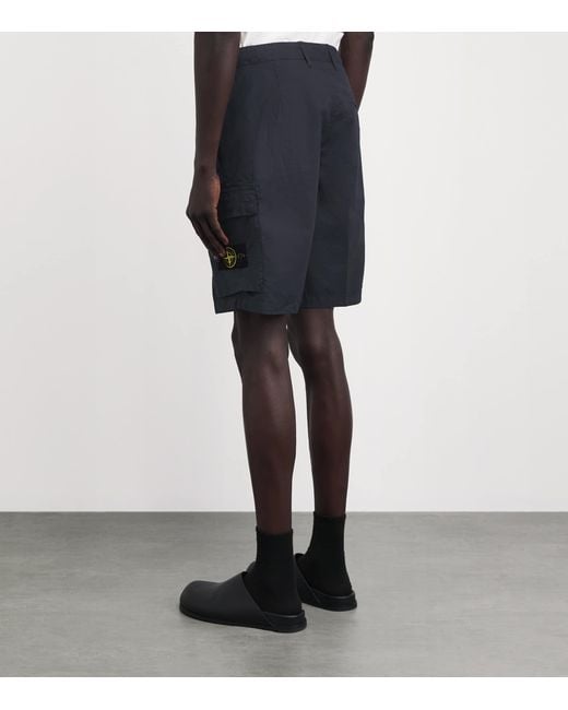 Stone Island Blue Stretch-Cotton Tela Bermuda Shorts for men